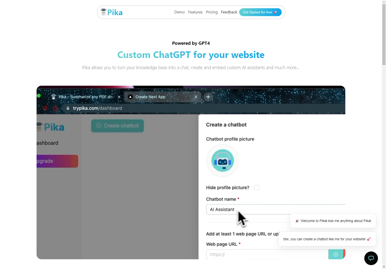 Pika: Your Custom ChatGPT for Website Integration