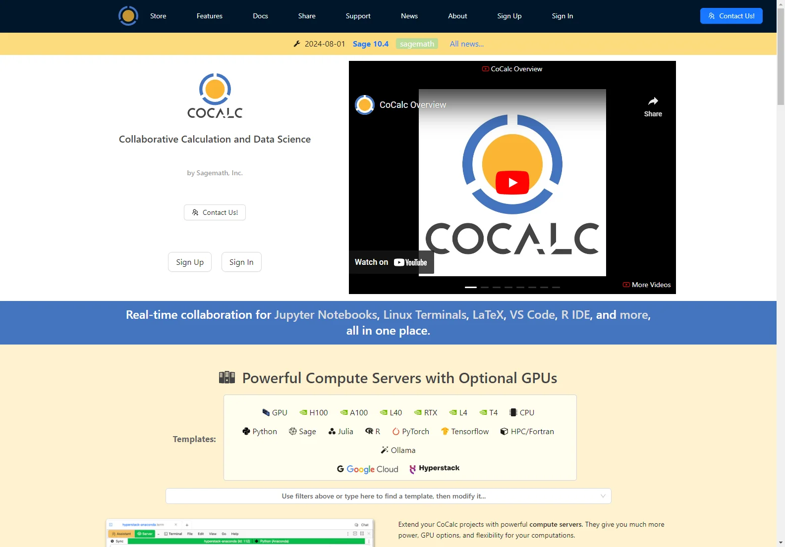 CoCalc: Collaborative Data Science Platform with Real-time Collaboration and AI