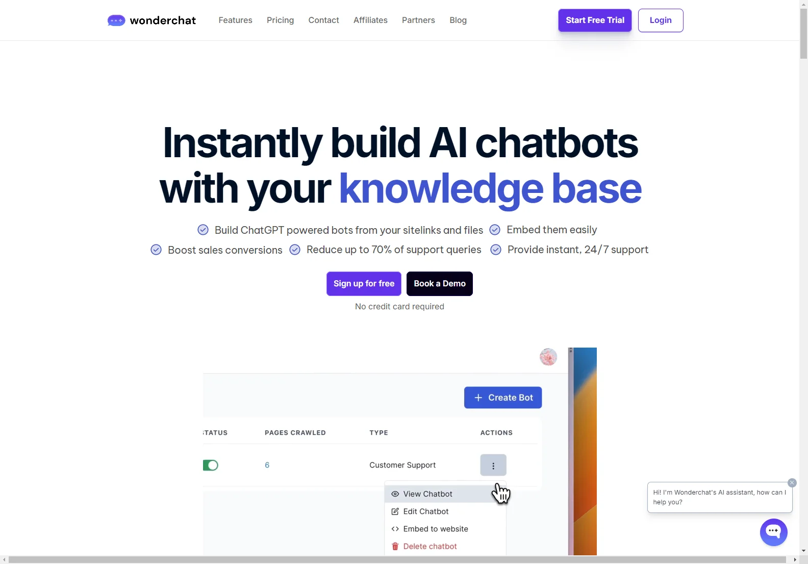 Wonderchat: Build AI Chatbots in Minutes - No Coding Required