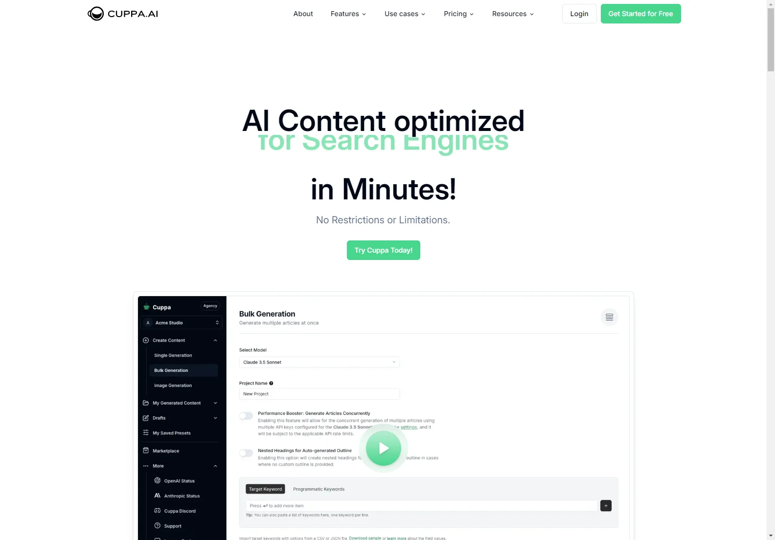 Cuppa: AI-Powered Content Creation Platform for SEO & Marketing