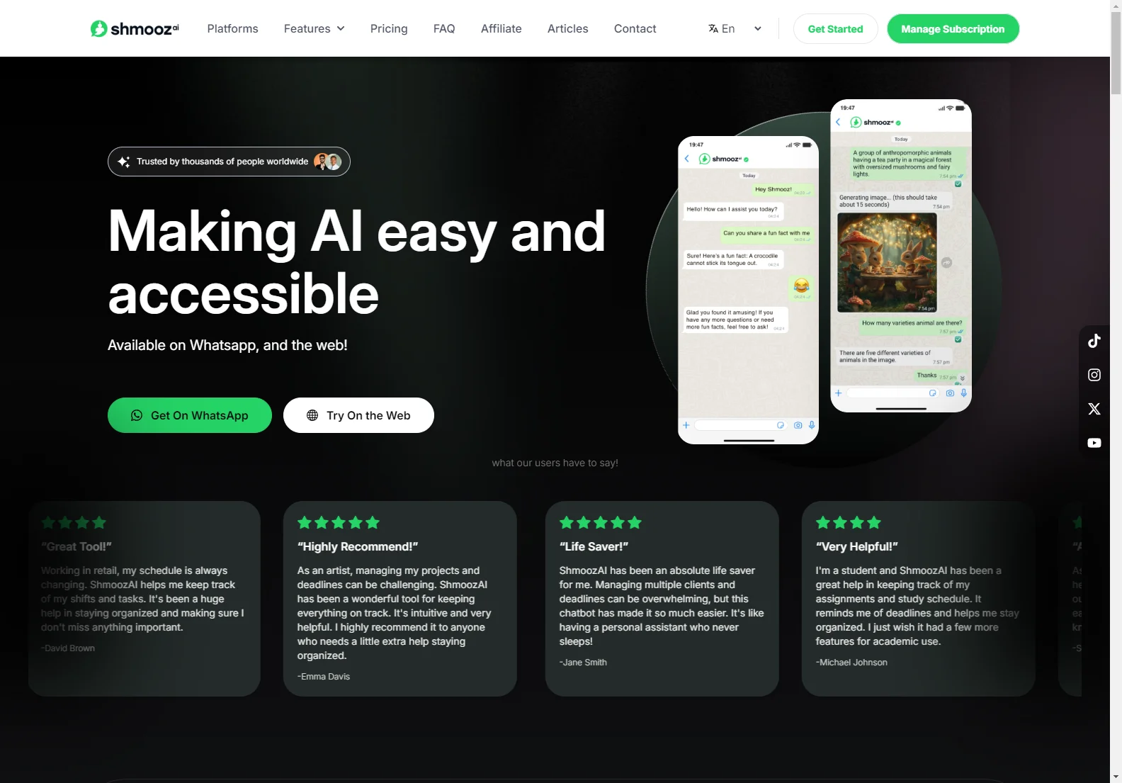 Shmooz AI: Your Personal AI Assistant on WhatsApp & Web