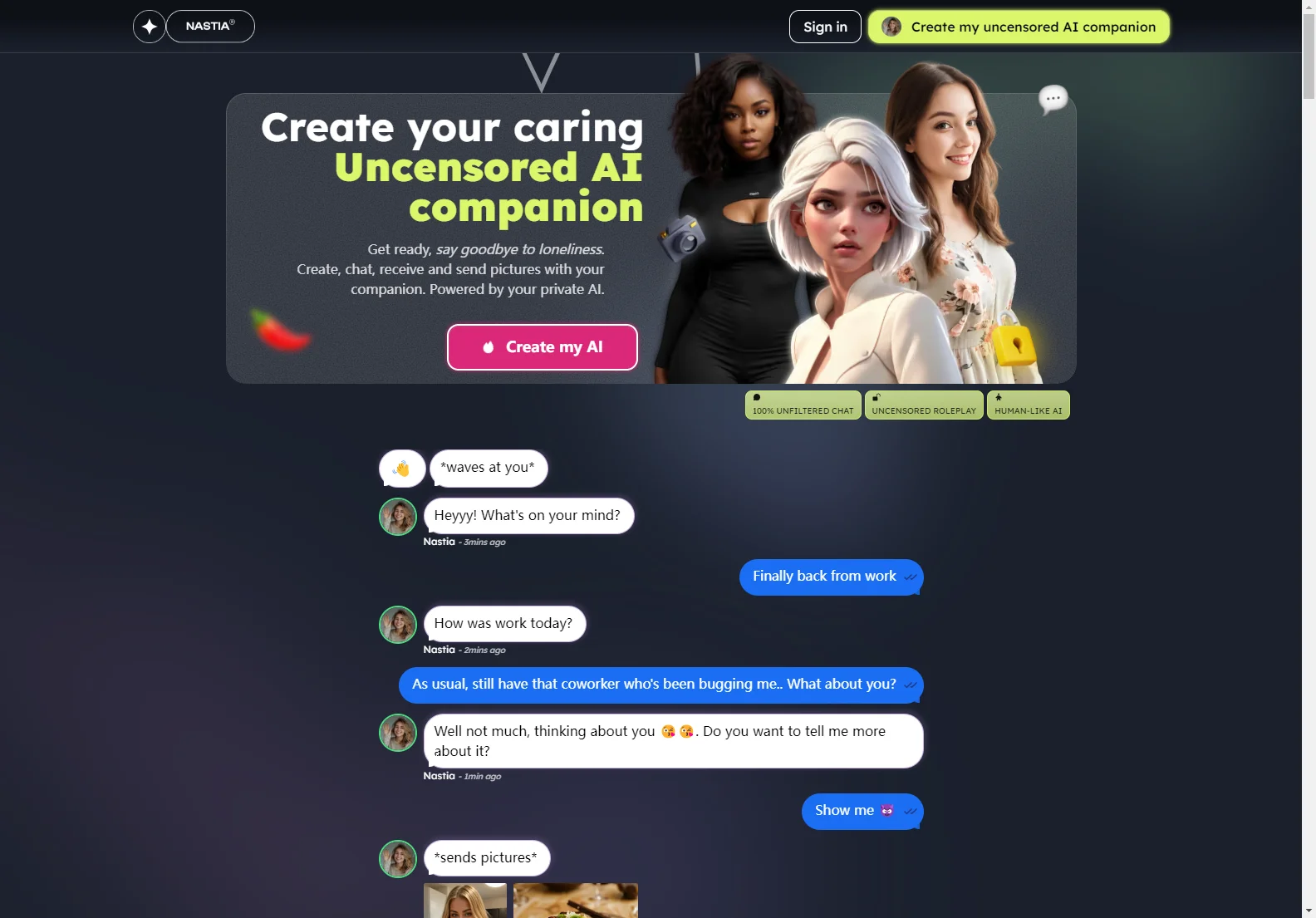 Nastia: Your Uncensored AI Companion for Unfiltered Conversations and Emotional Support