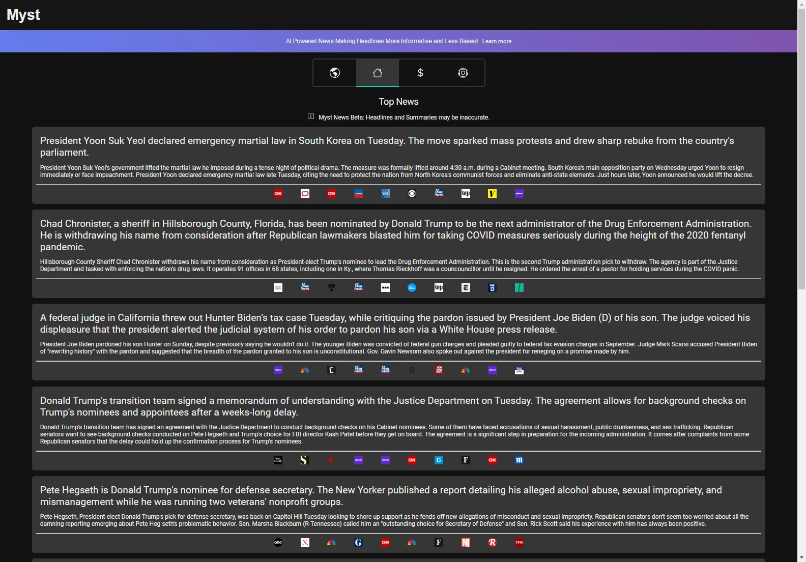 Myst AI: Unbiased News Headlines & Summaries