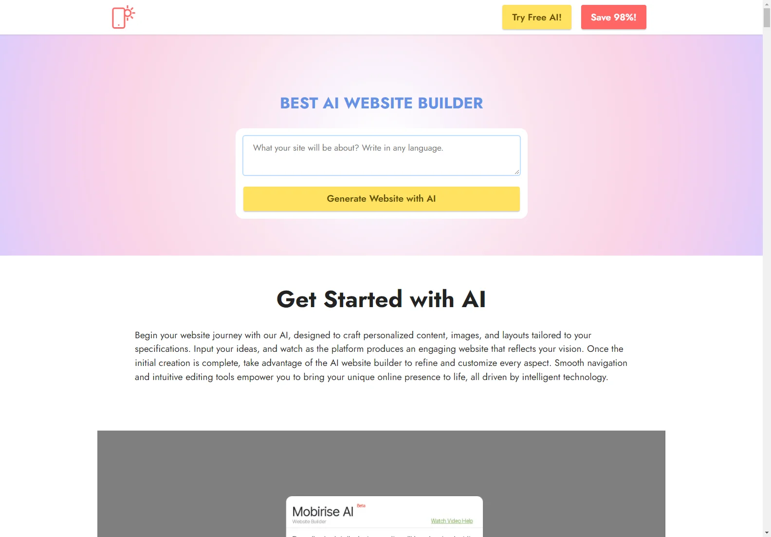 Free AI Website Builder: Mobirise - Create Stunning Websites Without Coding