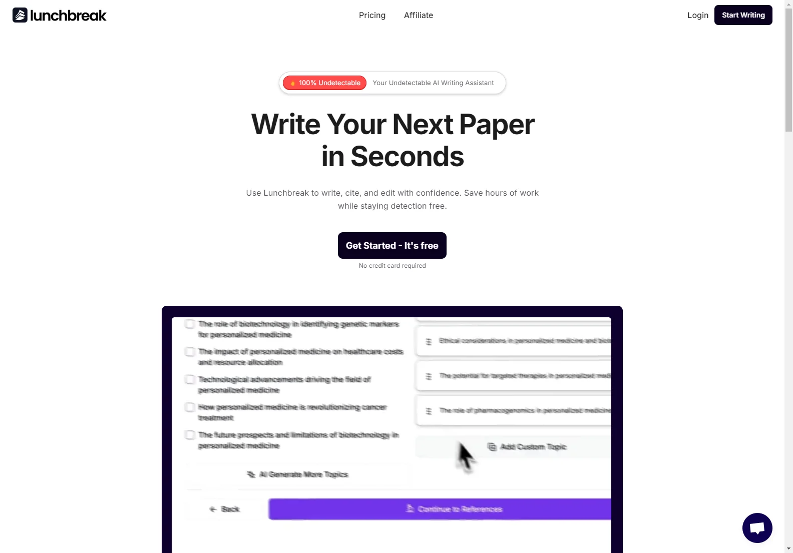 Lunchbreak AI: Research & Write Papers in Seconds