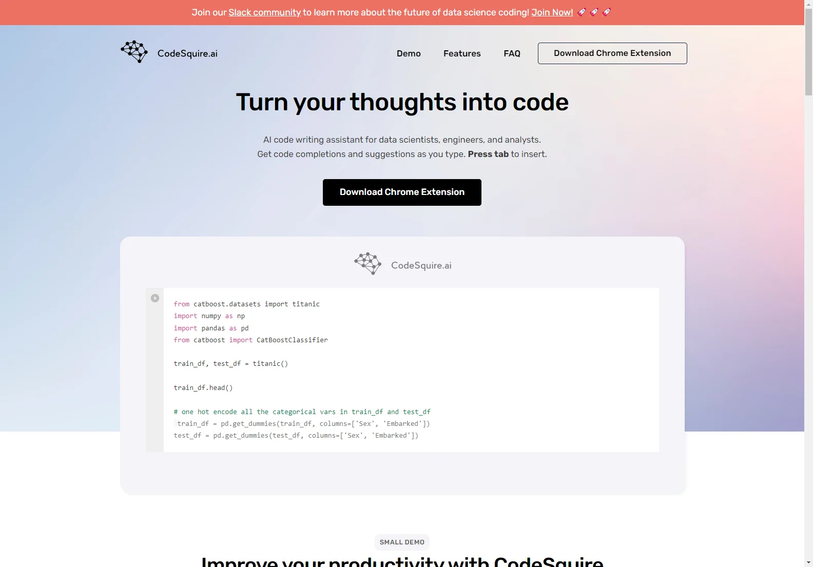 CodeSquire: AI-Powered Code Writing Assistant for Data Scientists