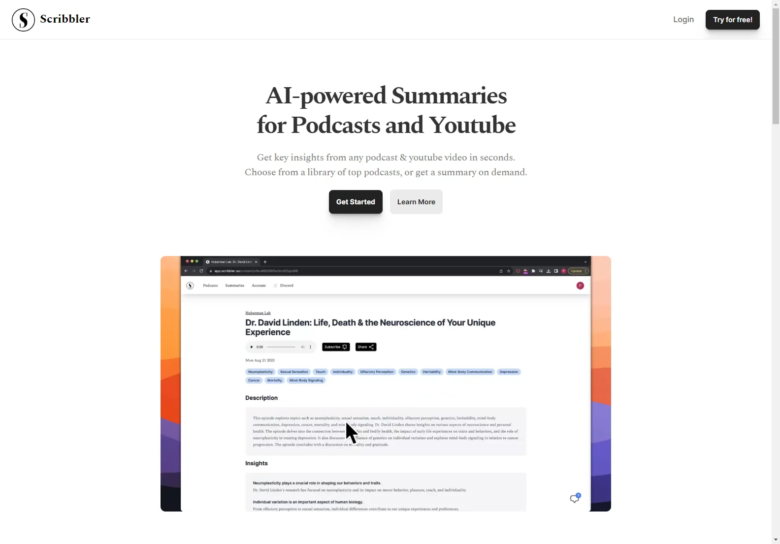 Scribbler: AI-Powered Podcast & YouTube Summarizer - Get Key Insights in Seconds
