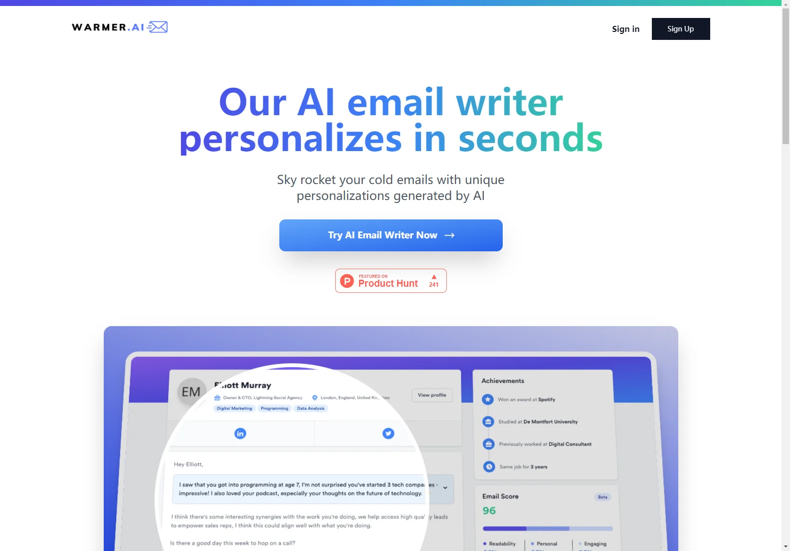 WARMER.ai: AI Email Writer for Personalized Cold Emails & Higher Sales