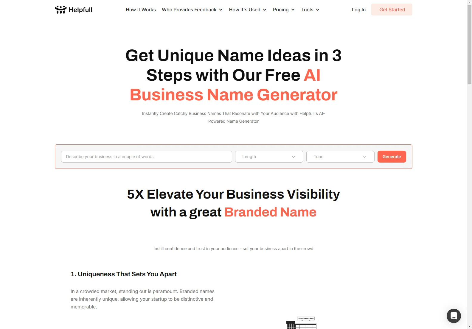 AI Business Name Generator [Free]: Elevate Your Brand with Helpfull