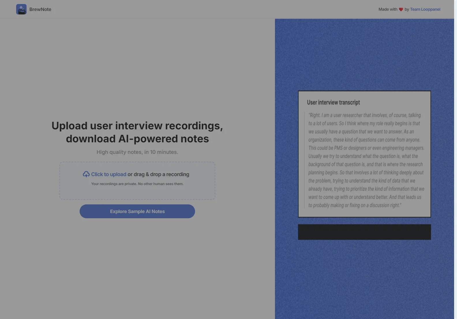 BrewNote: AI-Powered Notes for User Interviews - Looppanel