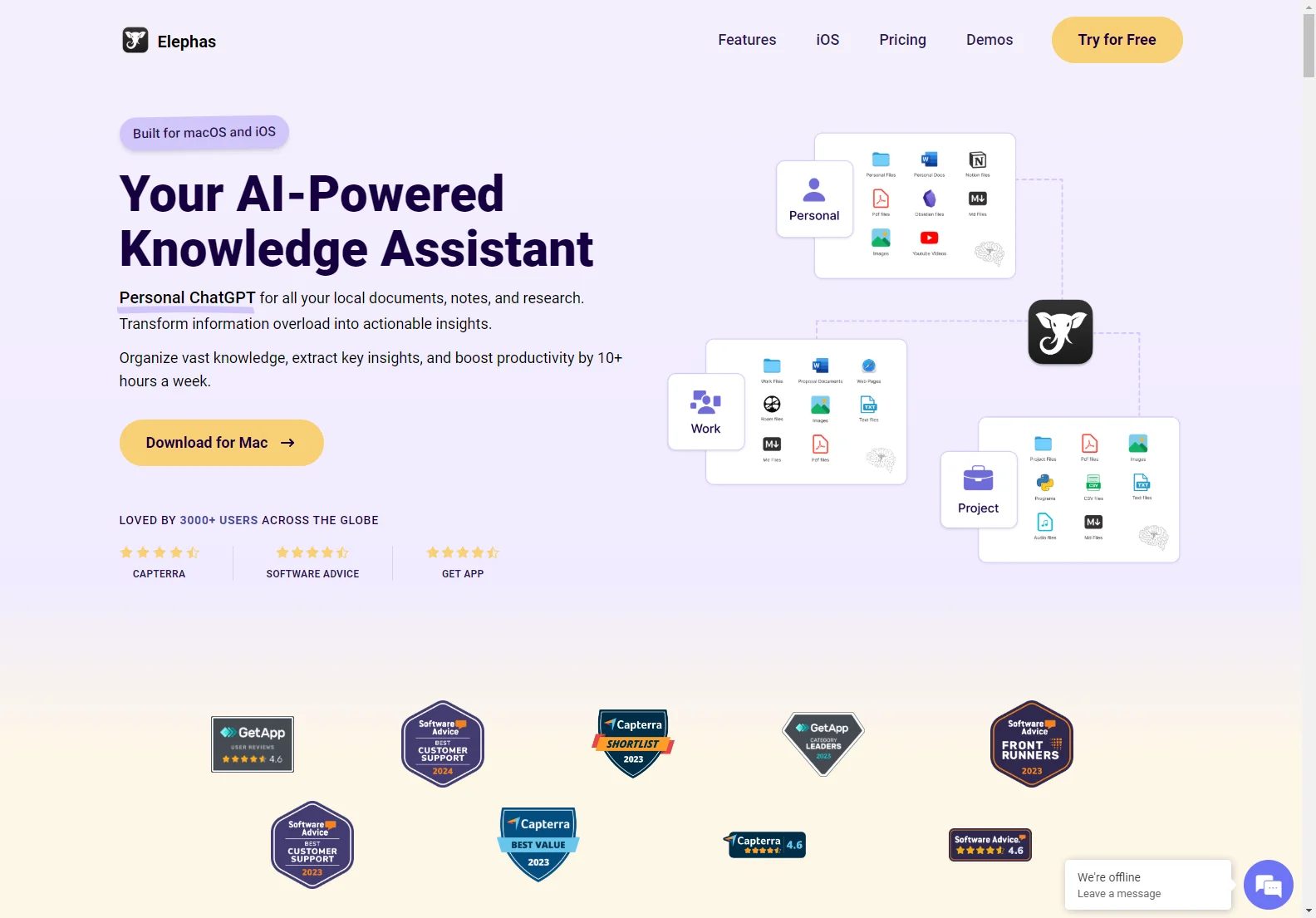 Elephas: AI-Powered Personal Knowledge Assistant for Mac & iOS