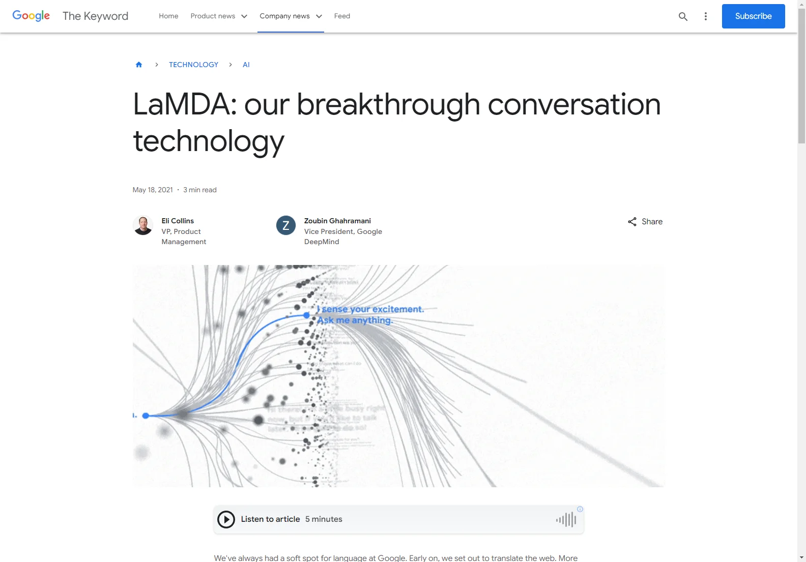 LaMDA: Google's Breakthrough Conversational AI