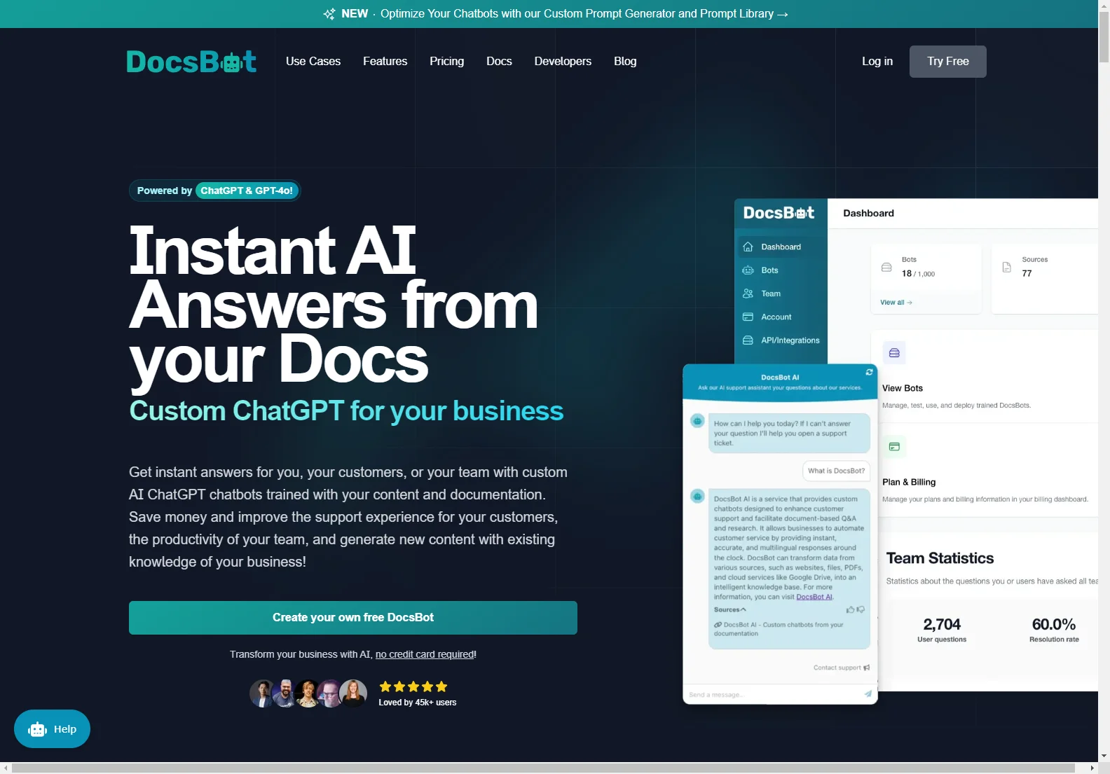 DocsBot AI: Create Custom Chatbots from Your Documentation