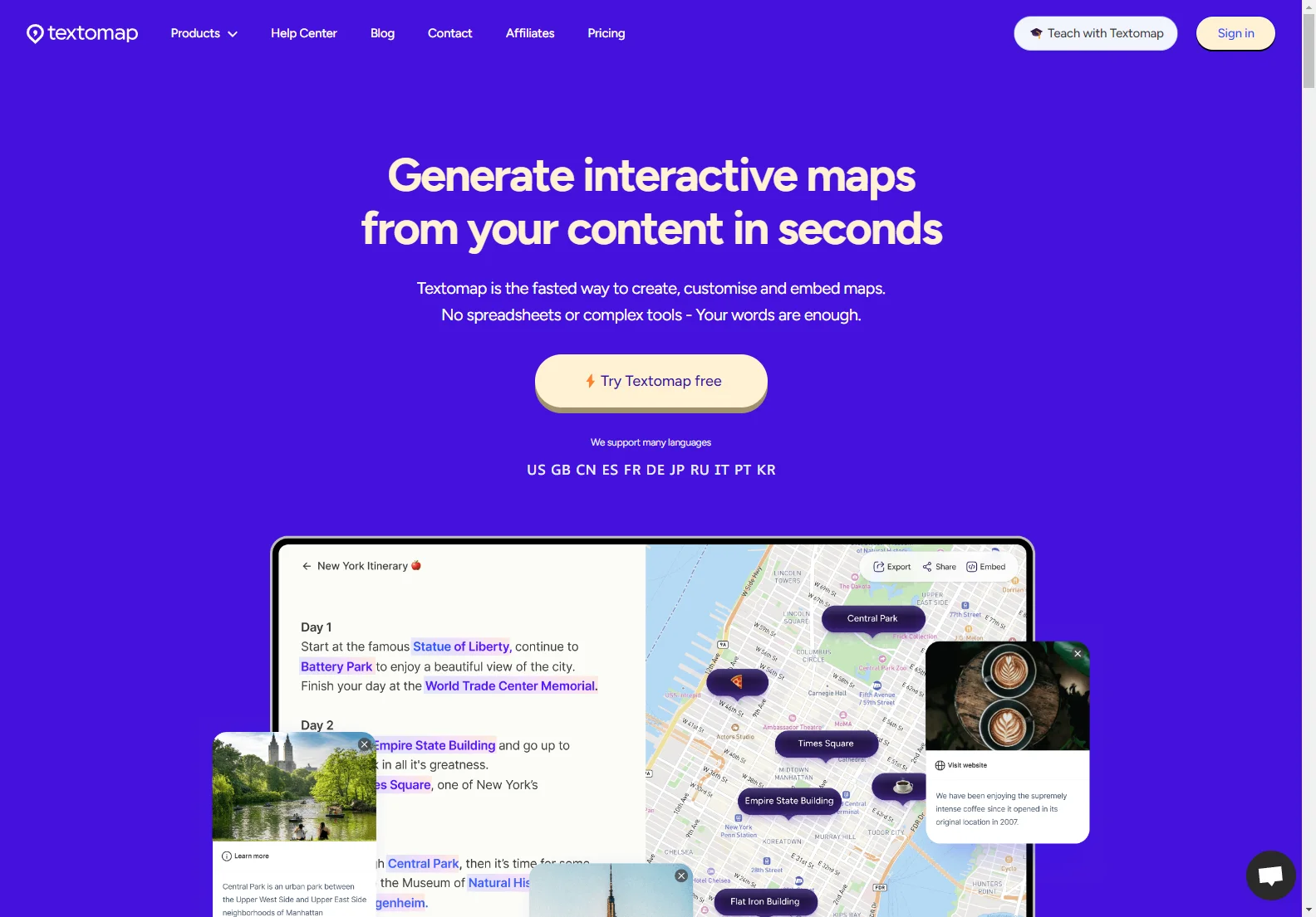 Textomap: Create Interactive Maps from Text in Seconds