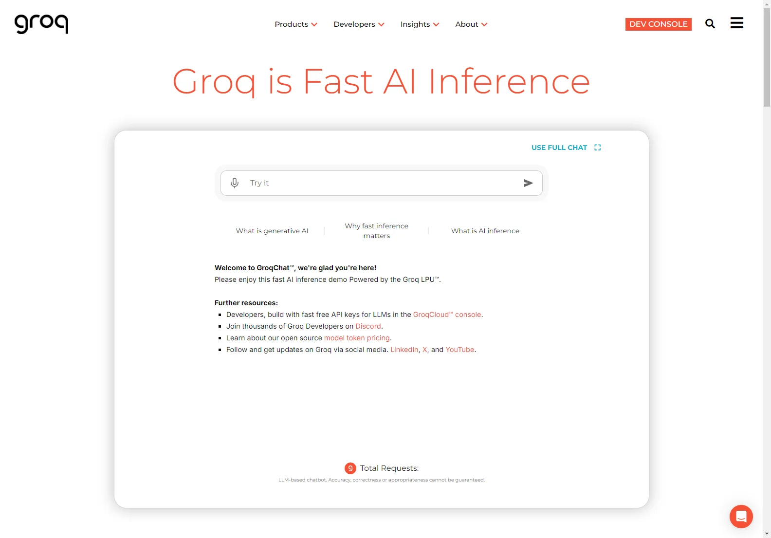 Groq: Blazing Fast AI Inference for Developers