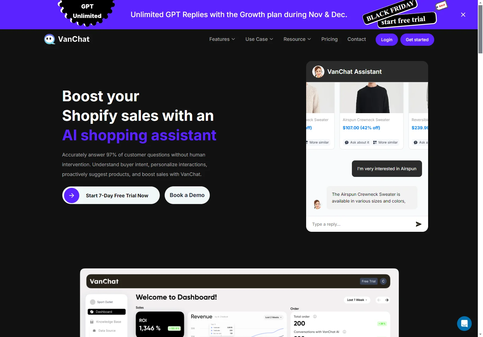 VanChat: AI-Powered Shopping Assistant for Shopify - Boost Your Sales