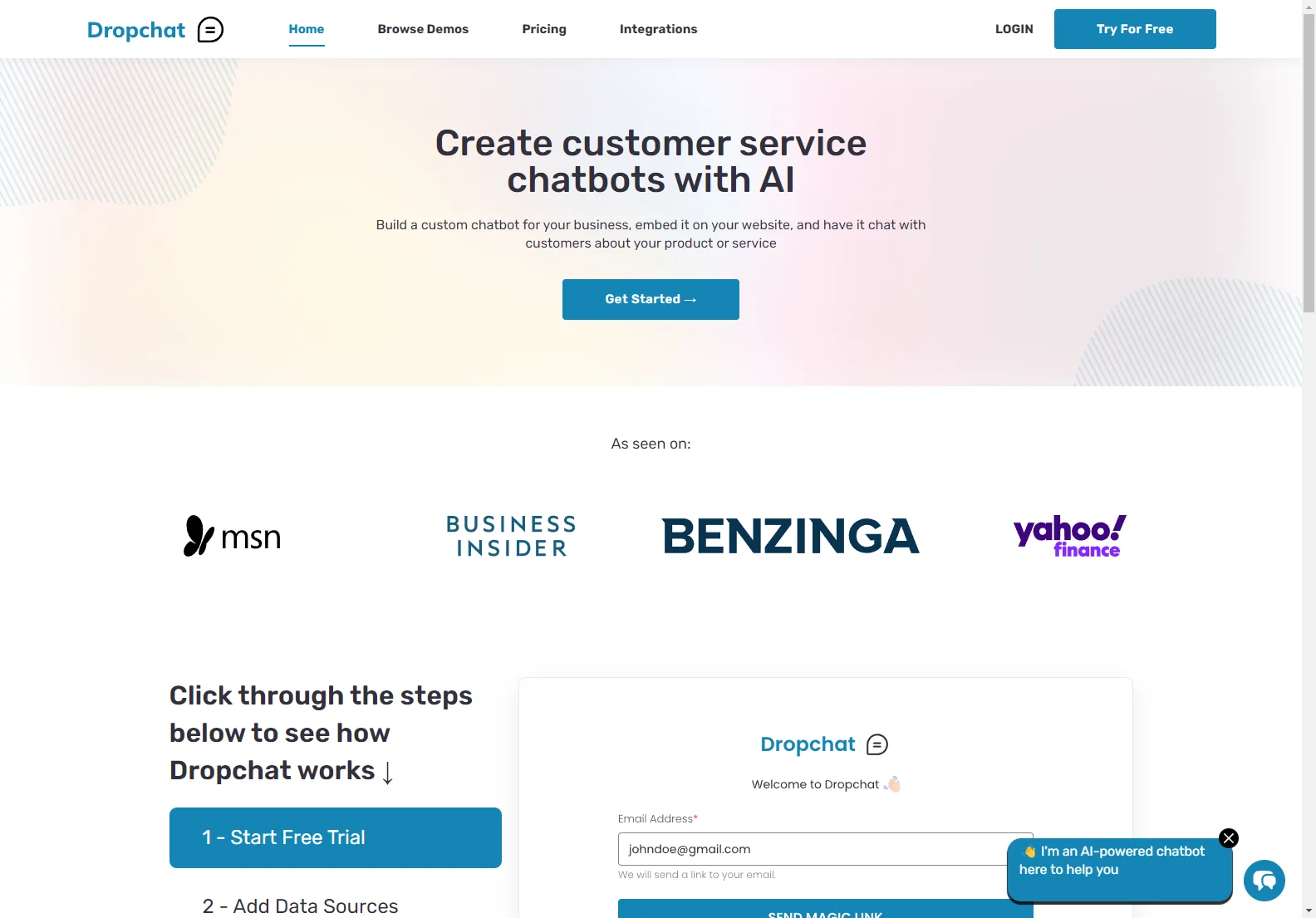 Dropchat: AI-Powered Chatbots for Websites - Start Your Free Trial Today