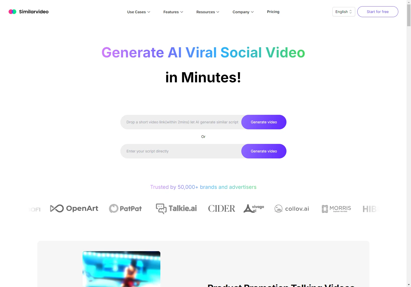 SimilarVideo: AI Video Generator for Faster Marketing Videos