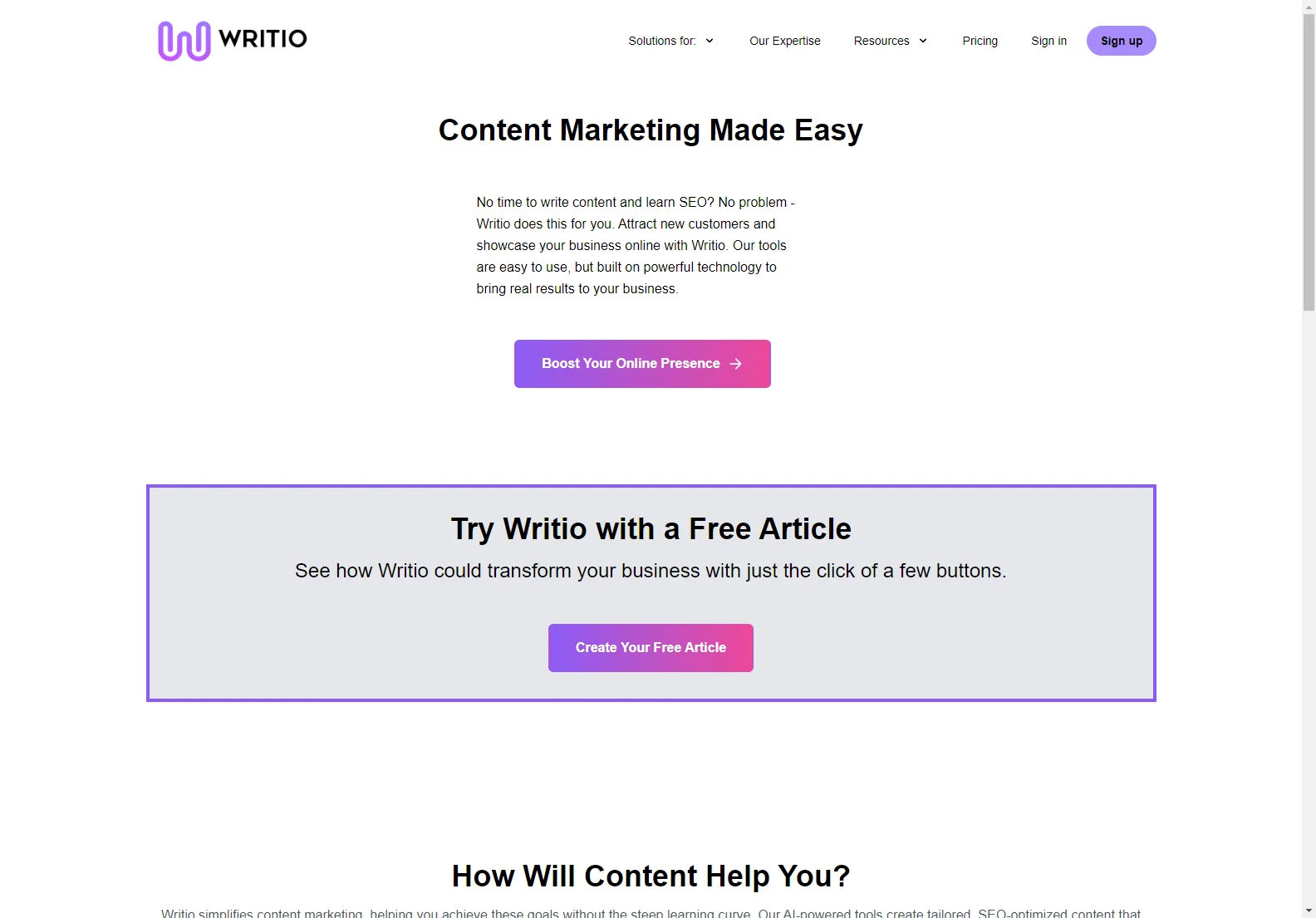 Writio: AI-Powered Content Marketing for Business Growth