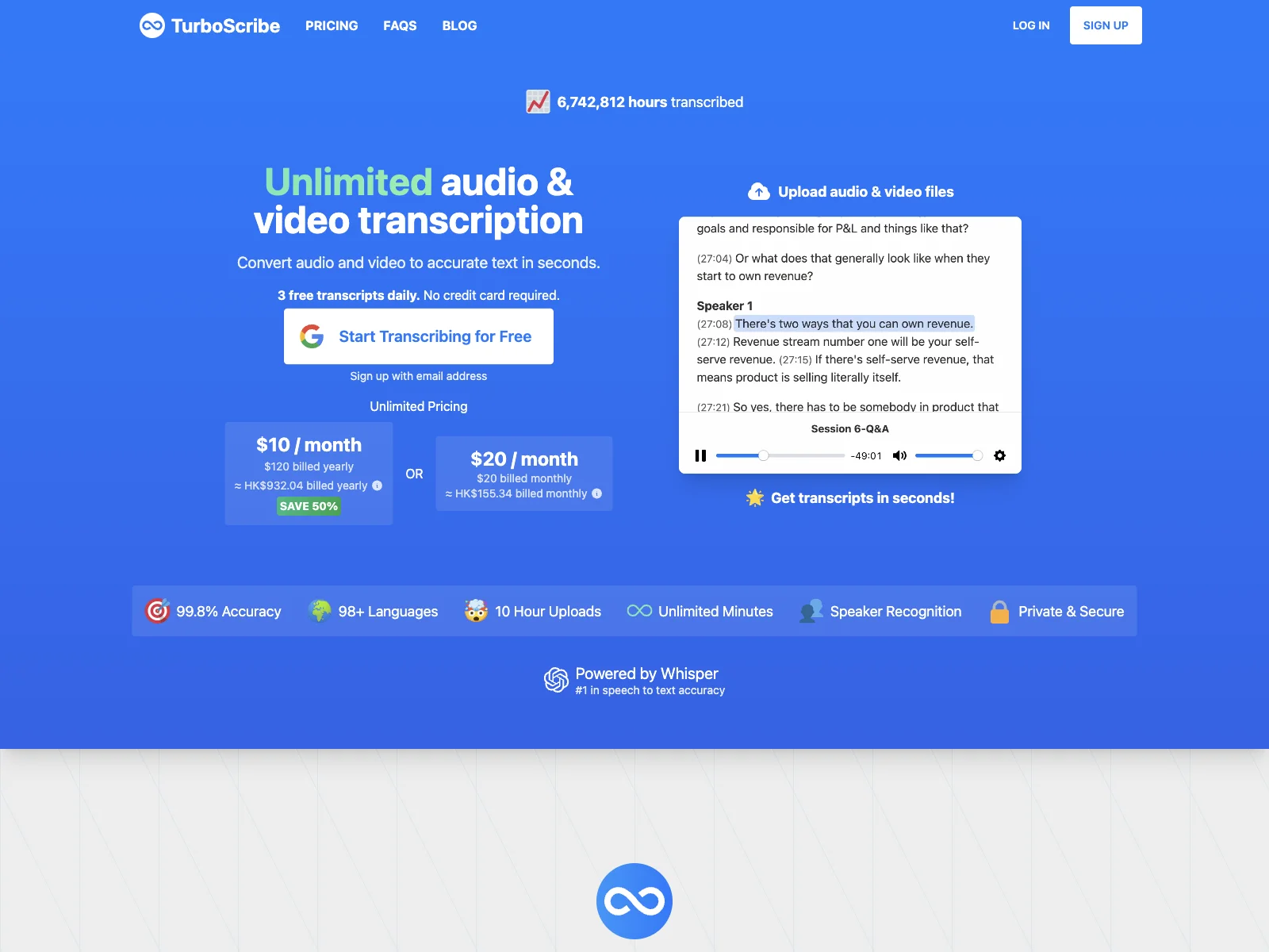 TurboScribe: Transcribe Audio and Video to Text