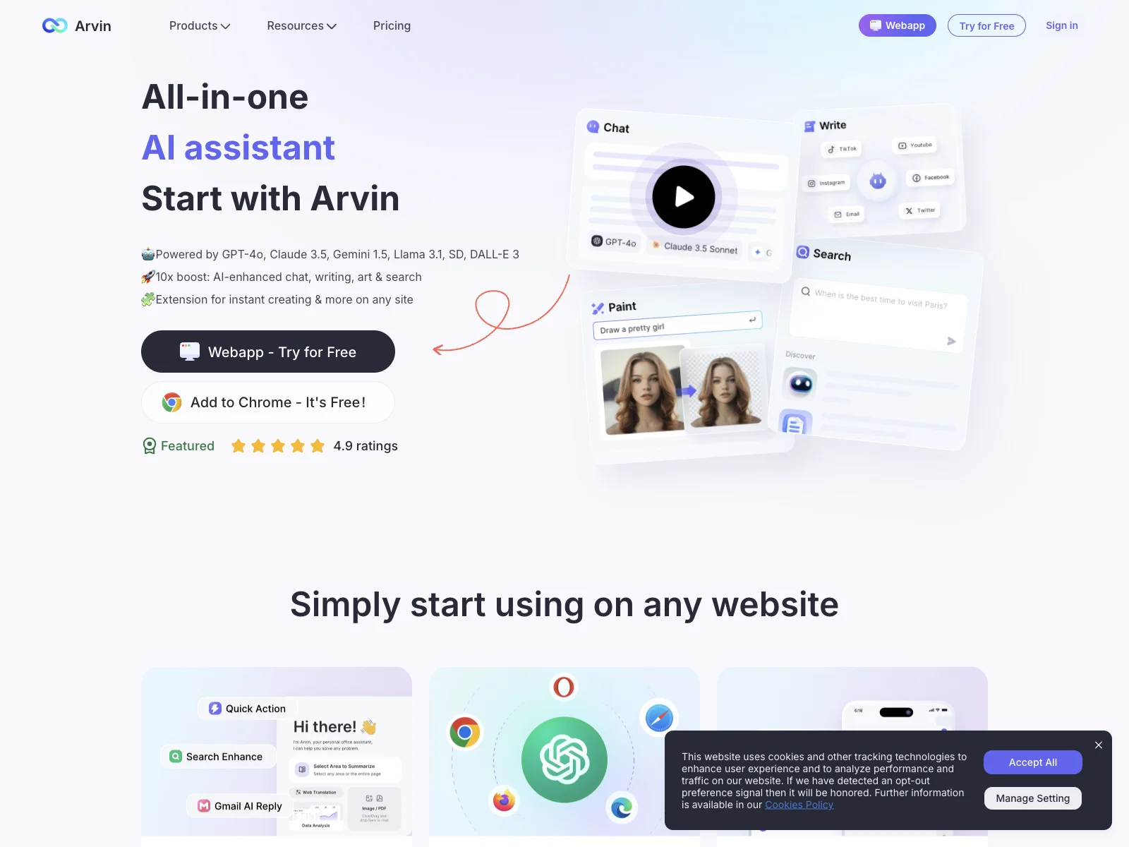 Arvin AI: Best ChatGPT Chrome Extension Powered by GPT-4o