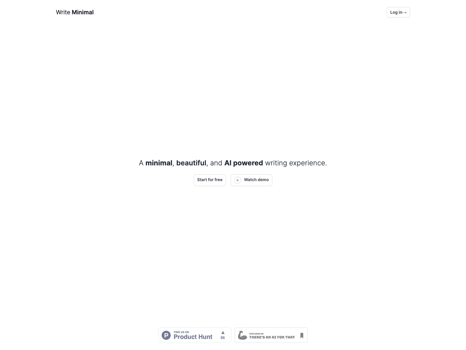 Write Minimal: The AI-Powered, Minimalist Writing Tool