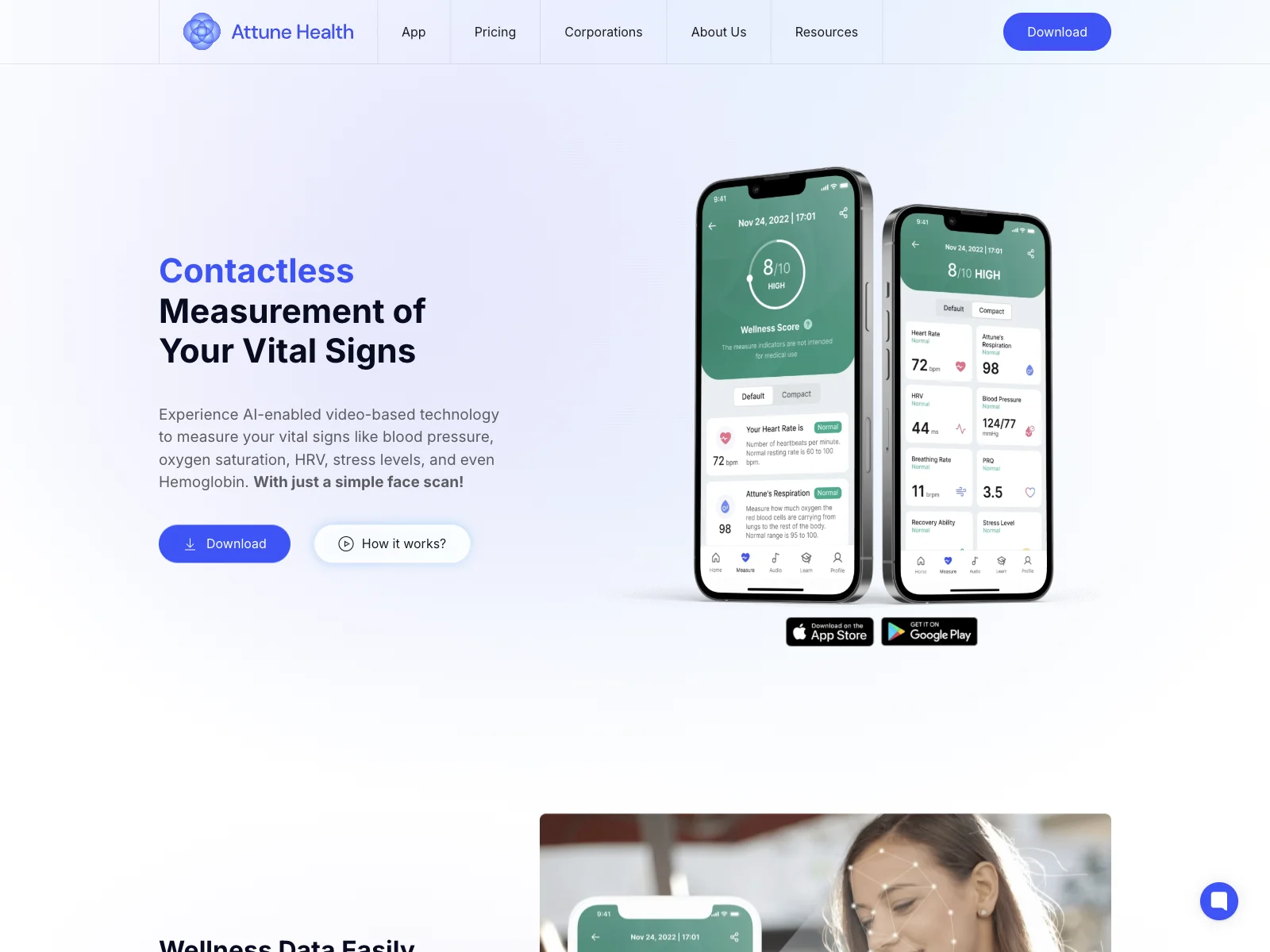 Attune Health Mobile App | Contactless Measurement of Your Vital Signs