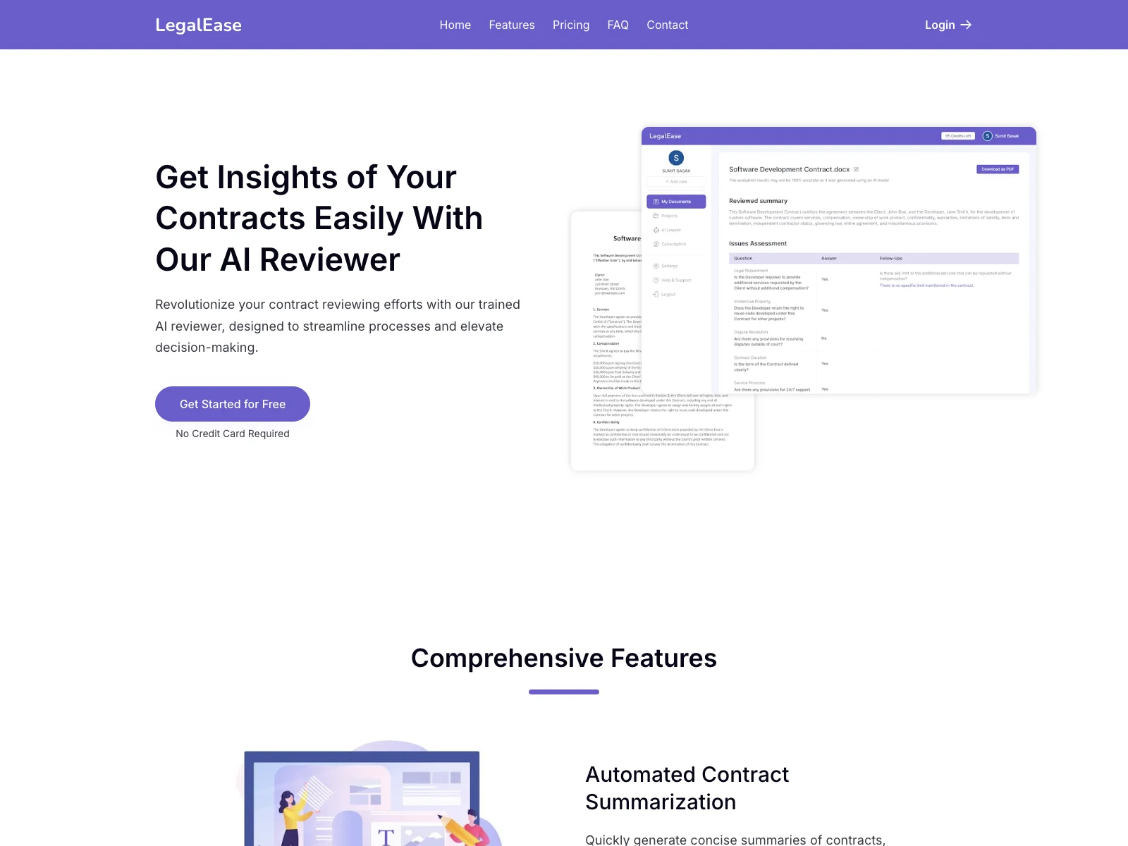 LegalEase: AI-Powered Contract Reviewer for Streamlined Legal Document Analysis