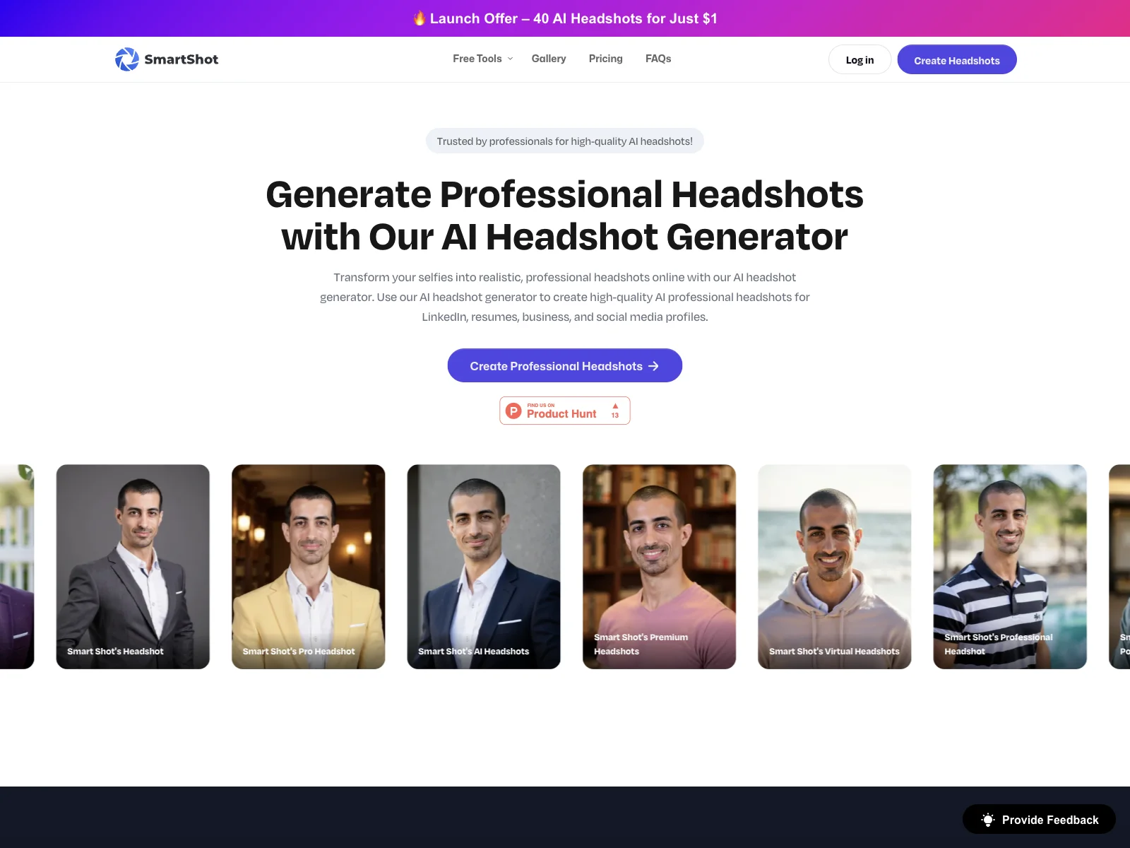 Create Professional Headshots with SmartShot AI Generator