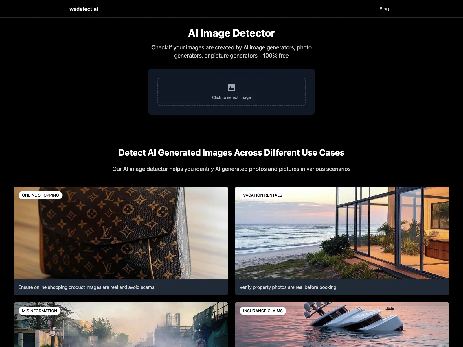 AI Image Generator Detector | Check AI Generated Images Free | WeDetect.AI