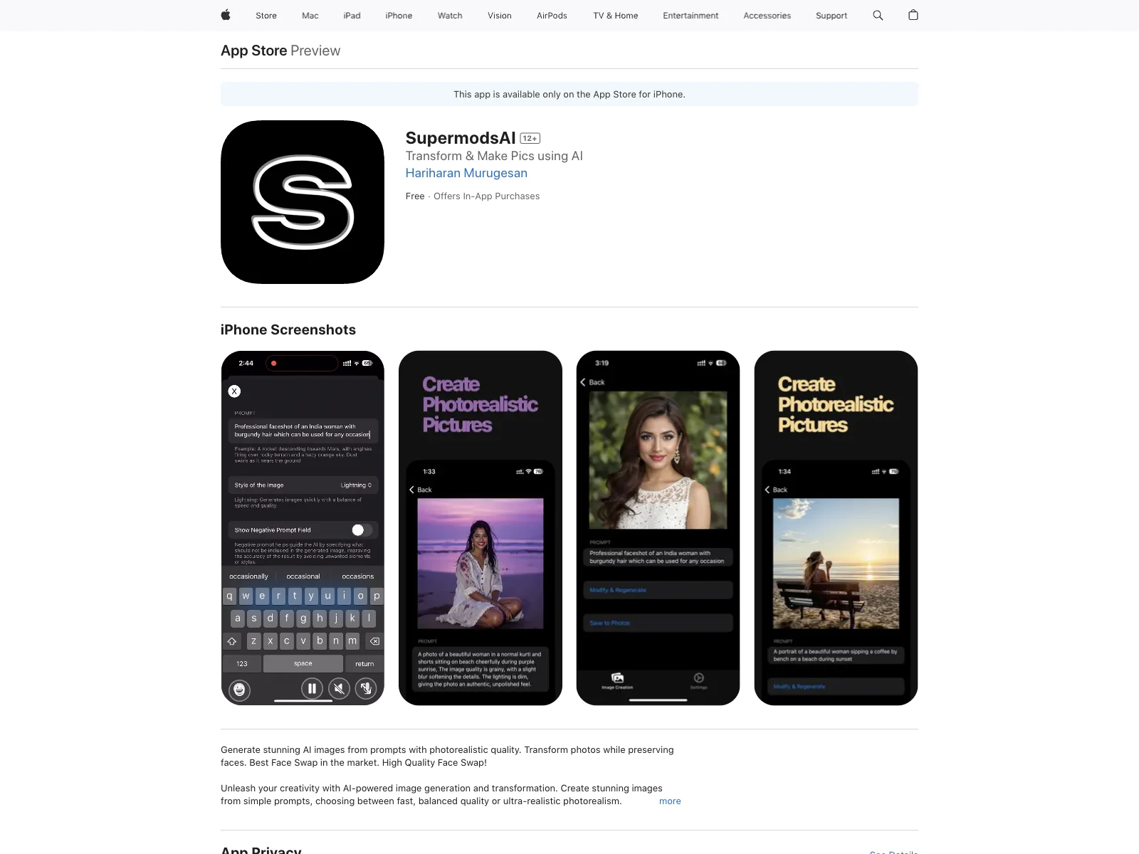 SupermodsAI: Create Stunning AI Images on iPhone