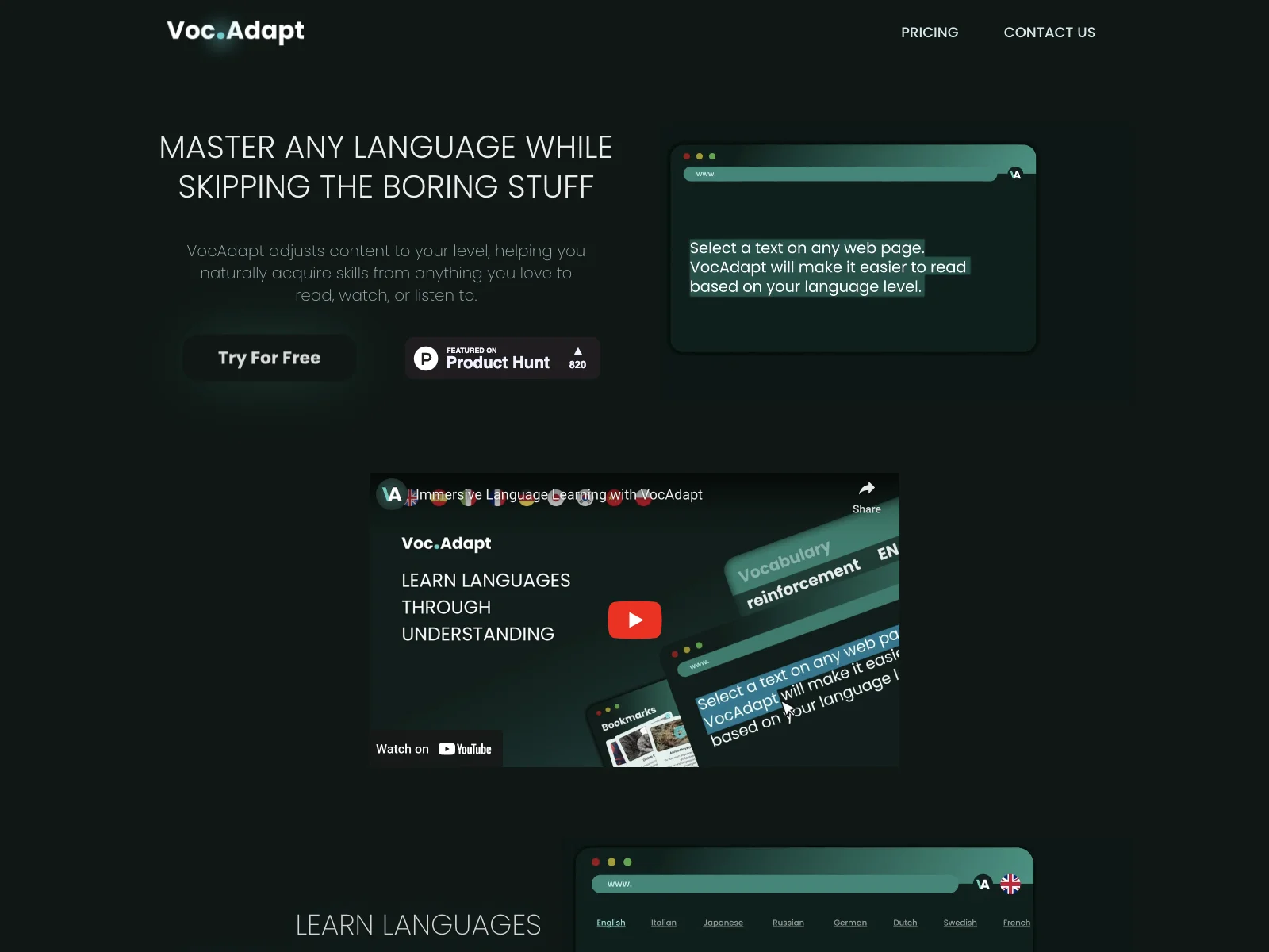 Master Any Language Naturally with VocAdapt - AI-Powered Learning