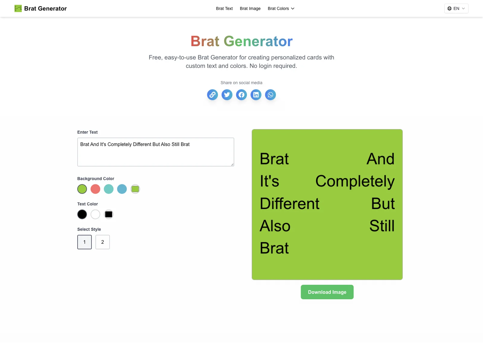 Brat Generator: Create Custom Cards with Ease and Share on Social Media