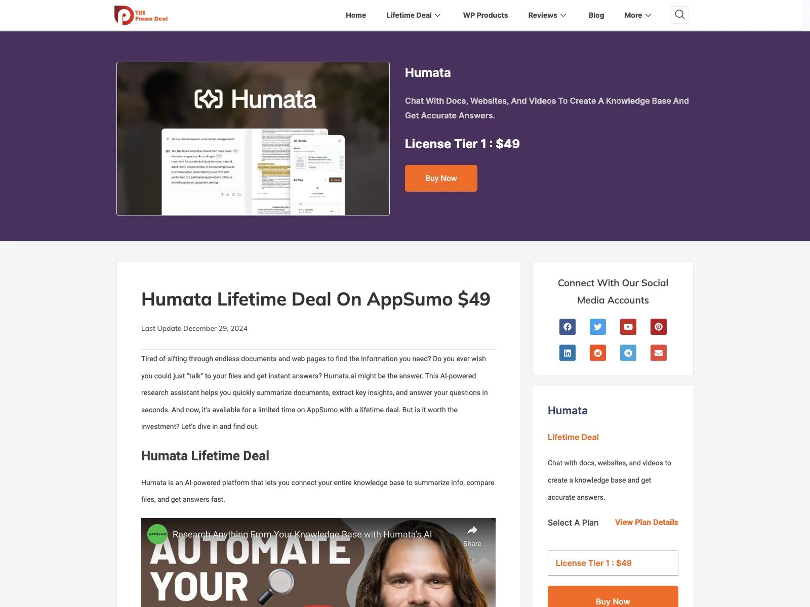 Humata Lifetime Deal on AppSumo $49 - Streamline Your Research with AI