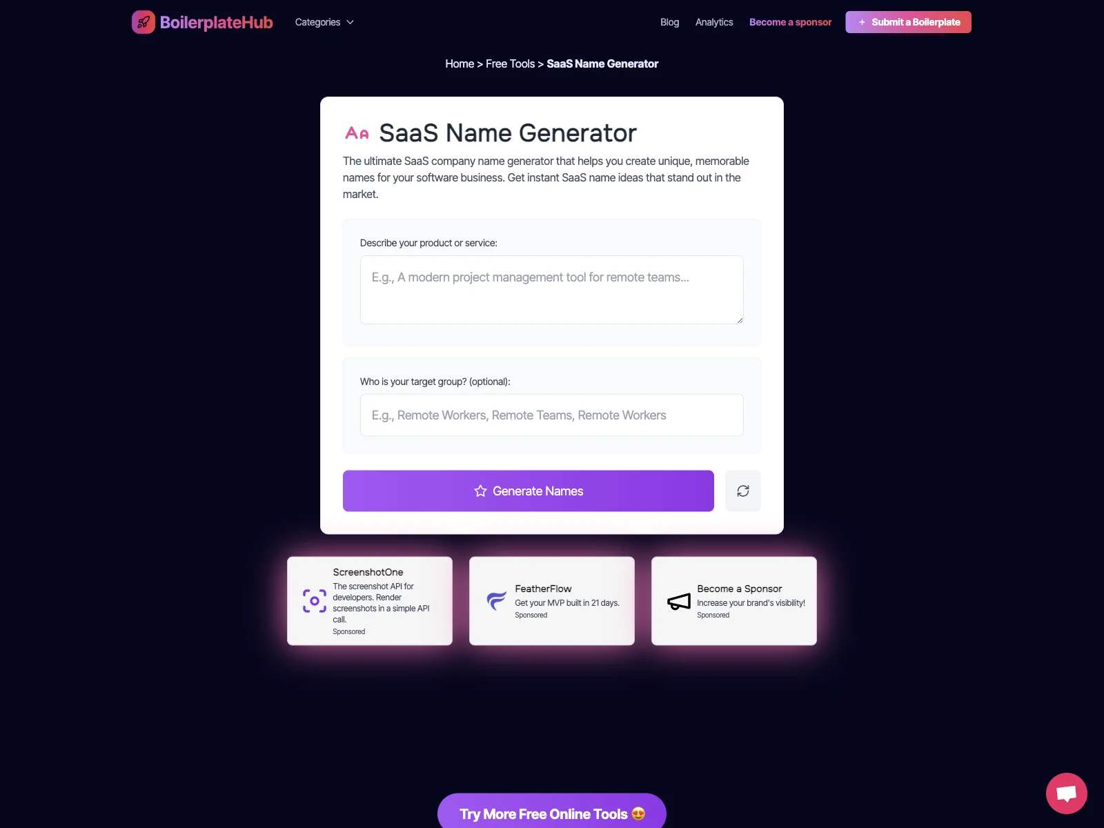 SaaS Name Generator - Create Perfect Names for Your Software Business