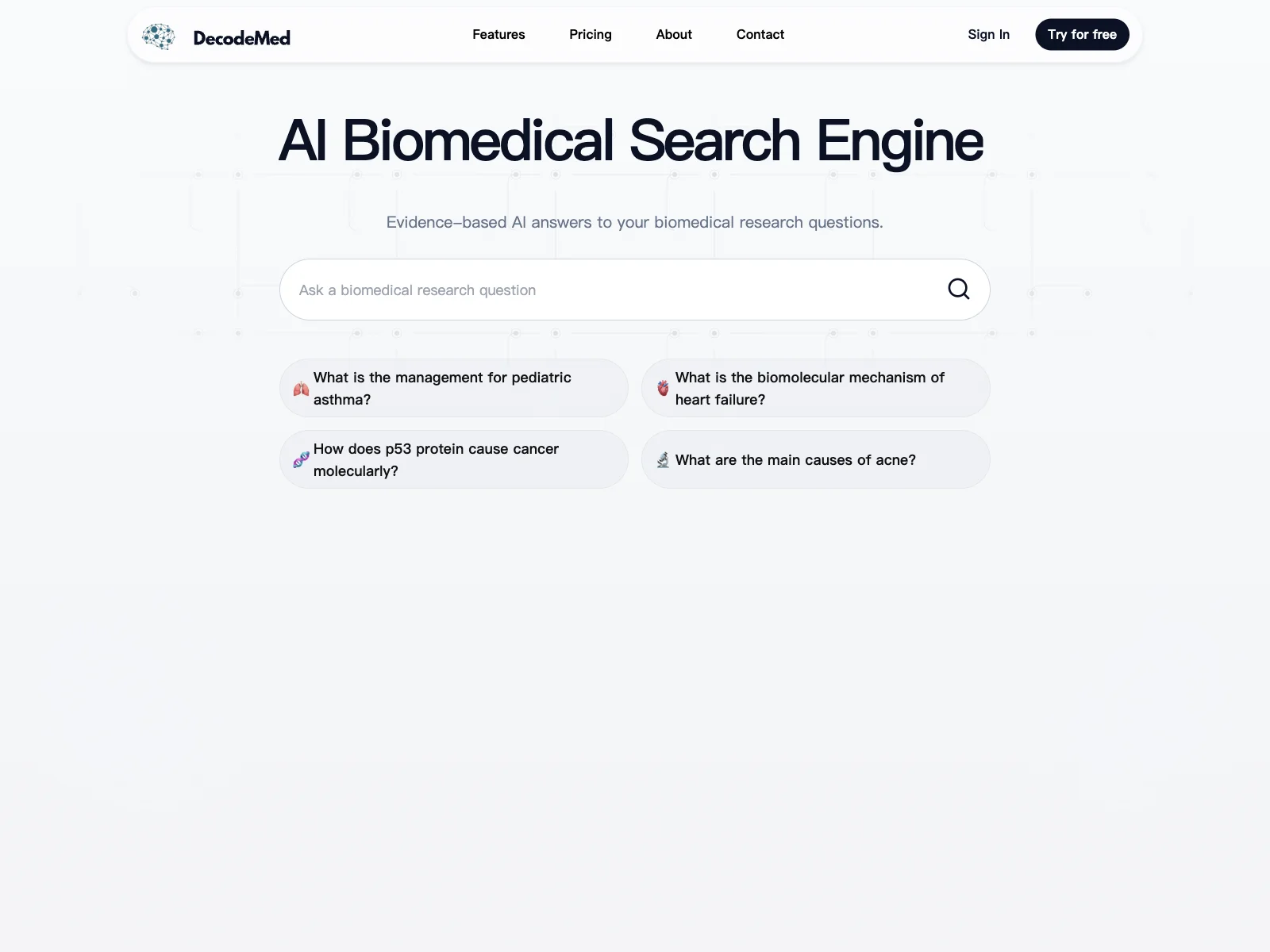 DecodeMed: Advanced AI Biomedical Search Engine