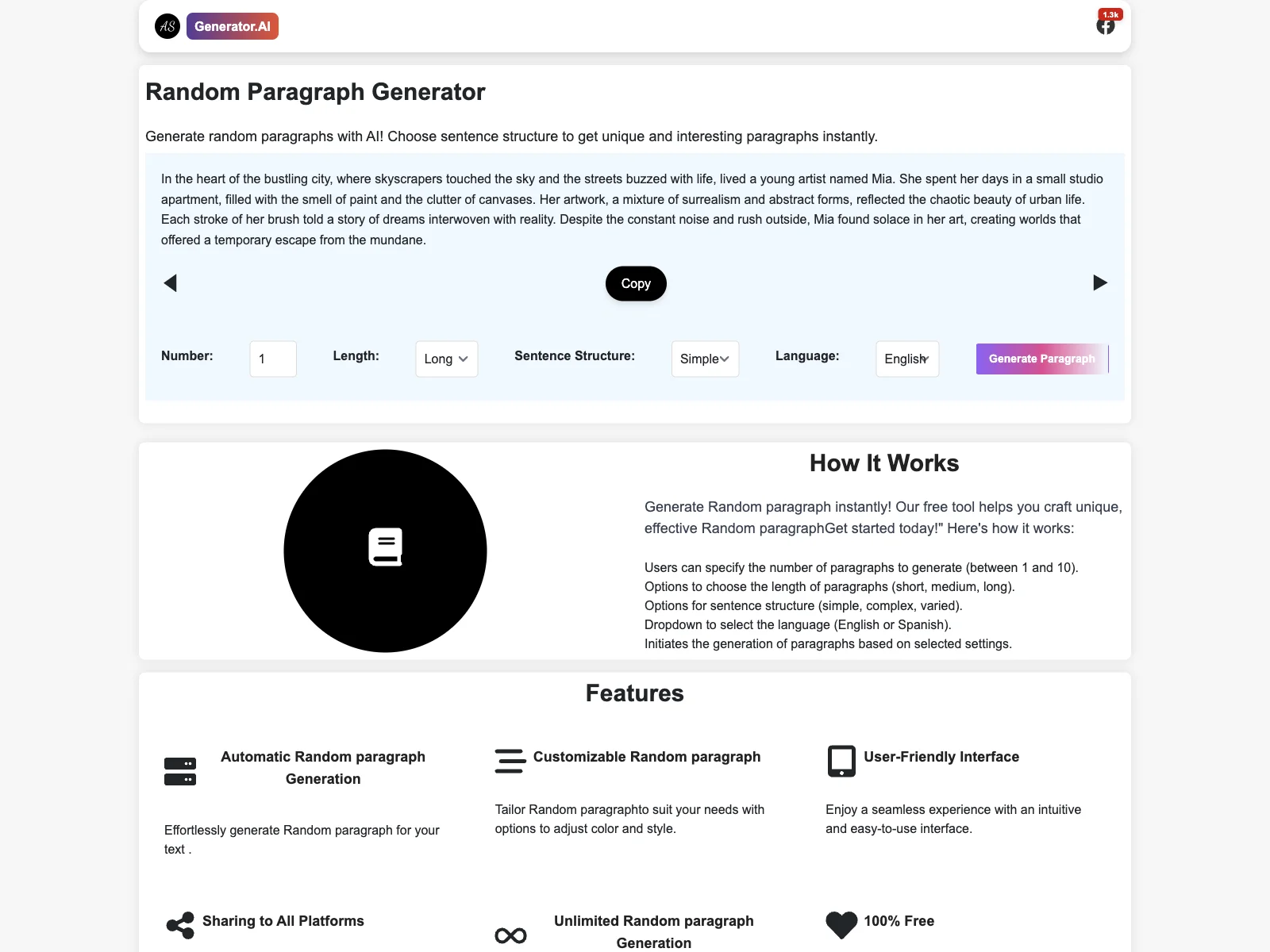 Generate Engaging Random Paragraphs with Generator.AI