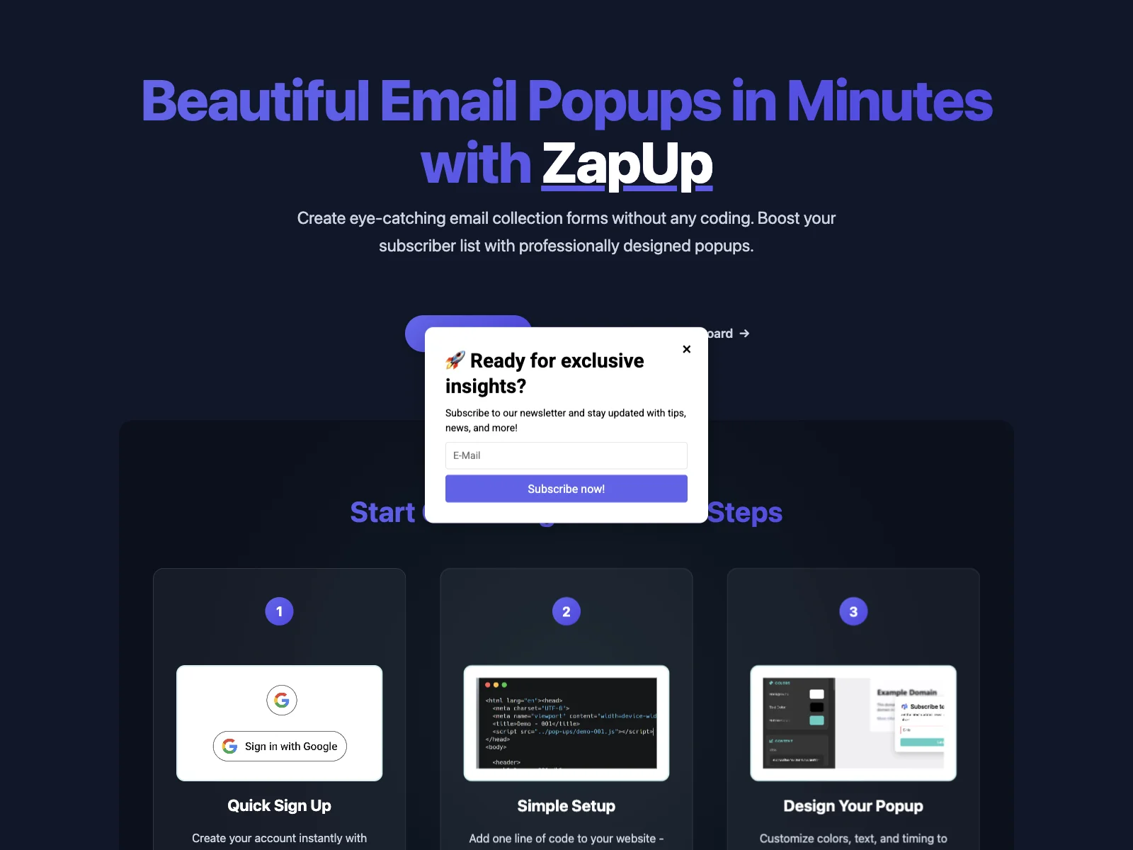 ZapUp: Boost Your Subscriber List with AI-Powered Popups