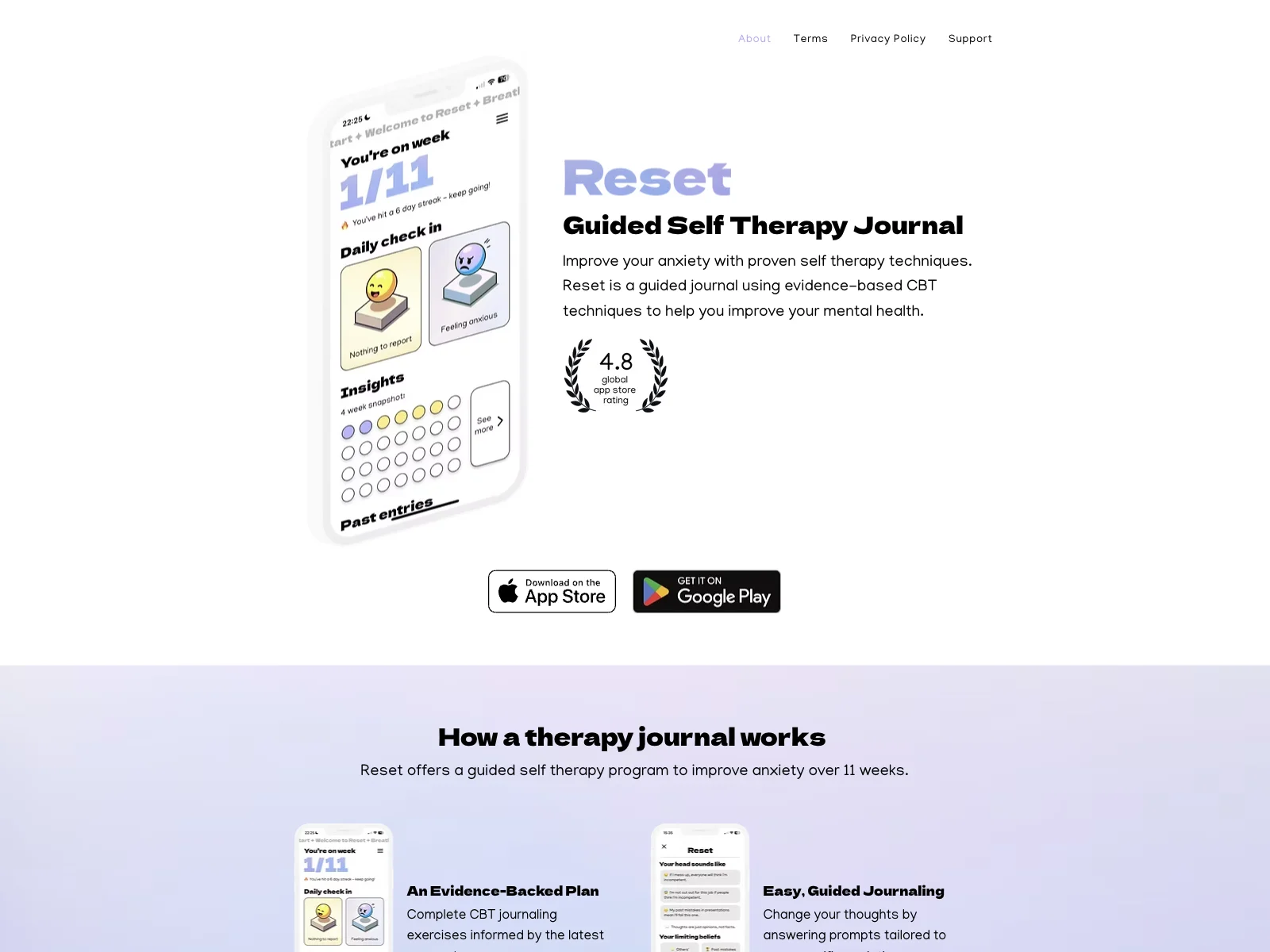 Reset: Guided Self Therapy Journal - Improve Anxiety with CBT